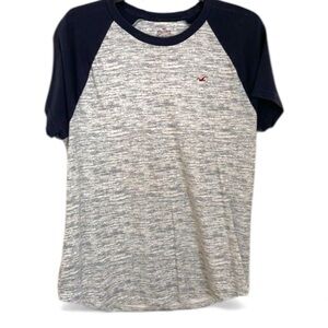 Hollister Men’s Navy & Heather Gray Raglan Baseball Style T-Shirt Size Small